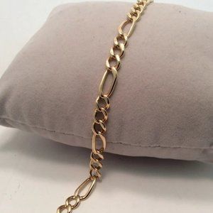 14K YELLOW REAL SOLID GOLD FIGARO  BRACELET 8''   6MM  10.30GR